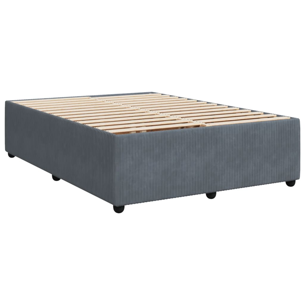 Box Spring Postel S Matrací Samet Tmavě Šedá