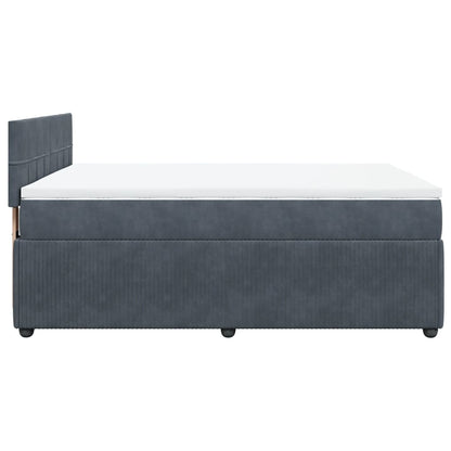 Box Spring Postel S Matrací Samet Tmavě Šedá