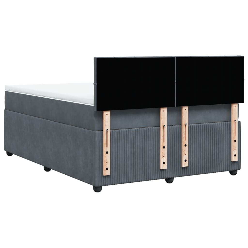 Box Spring Postel S Matrací Samet Tmavě Šedá