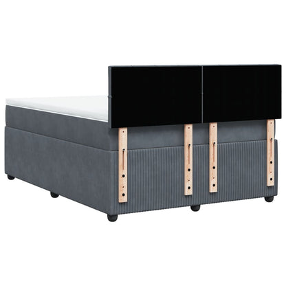 Box Spring Postel S Matrací Samet Tmavě Šedá