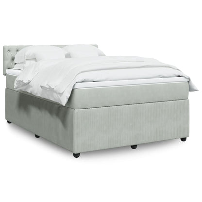 Box Spring Postel S Matrací Samet Světle Šedá