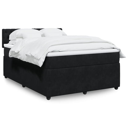 Box Spring Postel S Matrací Černá Samet Černá