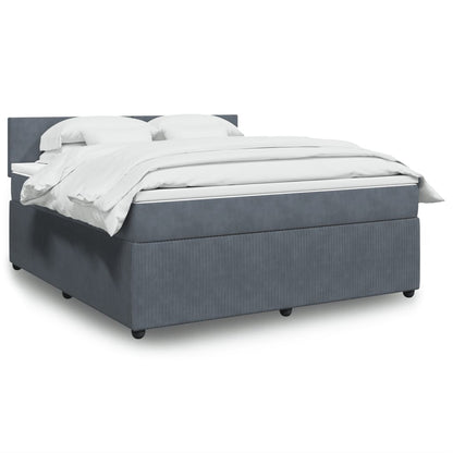 Box Spring Postel S Matrací Samet Tmavě Šedá