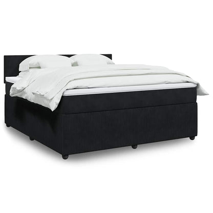 Box Spring Postel S Matrací Černá Samet Černá