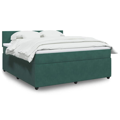 Box Spring Postel S Matrací Samet Tmavě Zelená