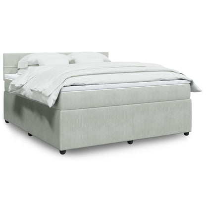 Box Spring Postel S Matrací Samet Světle Šedá