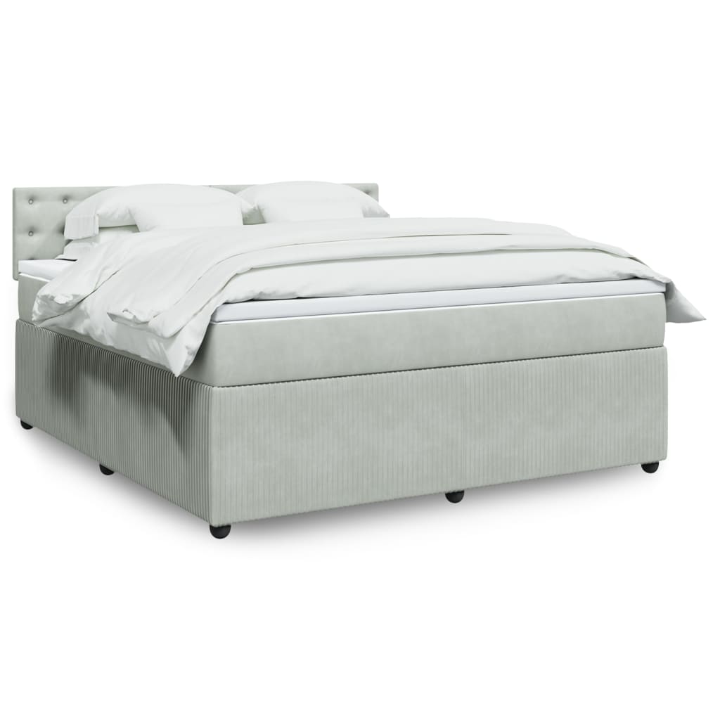 Box Spring Postel S Matrací Samet Světle Šedá