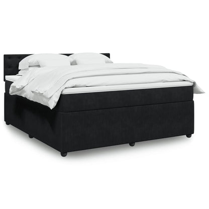 Box Spring Postel S Matrací Černá Samet Černá