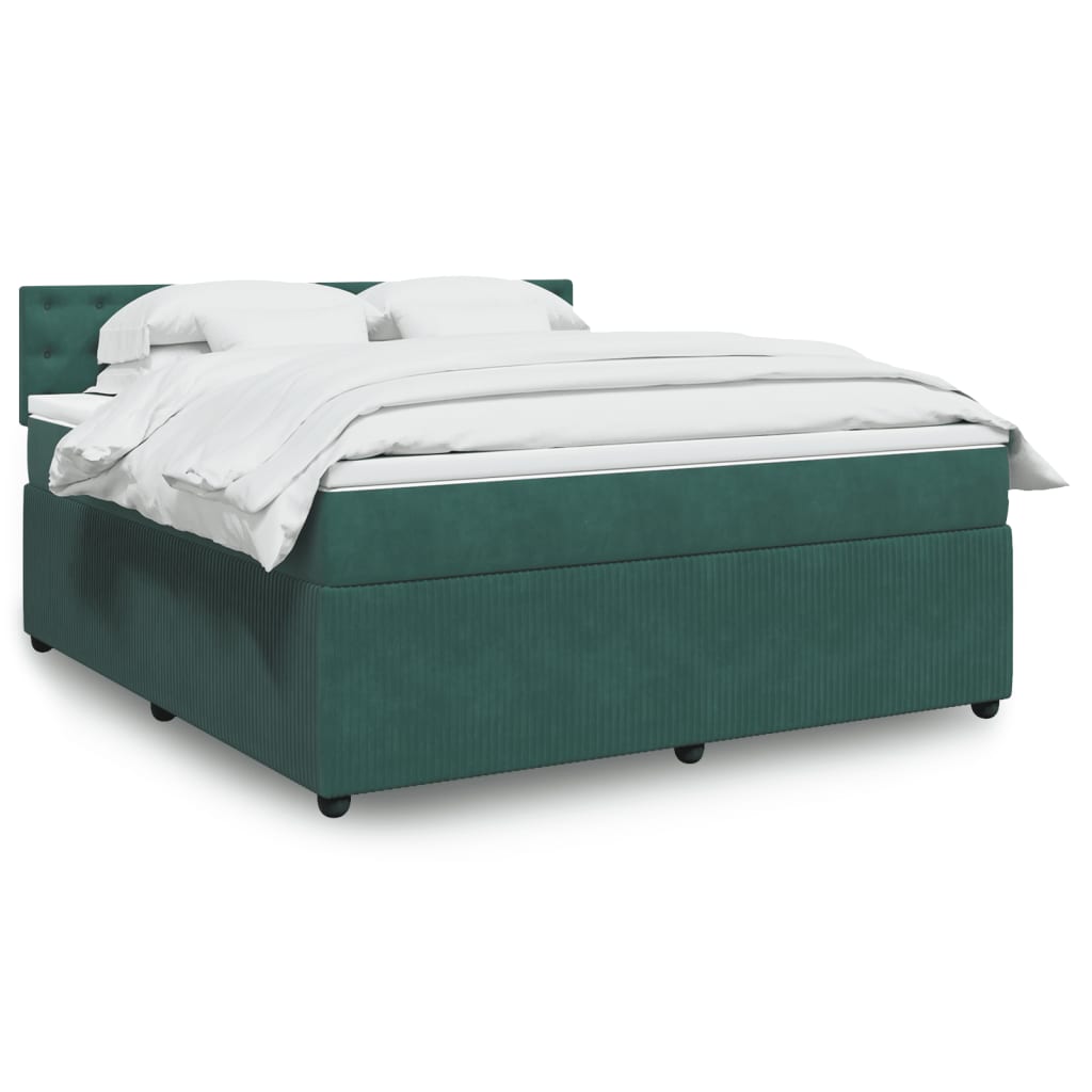 Box Spring Postel S Matrací Samet Tmavě Zelená