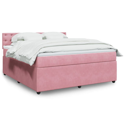 Box Spring Postel S Matrací Samet Růžová