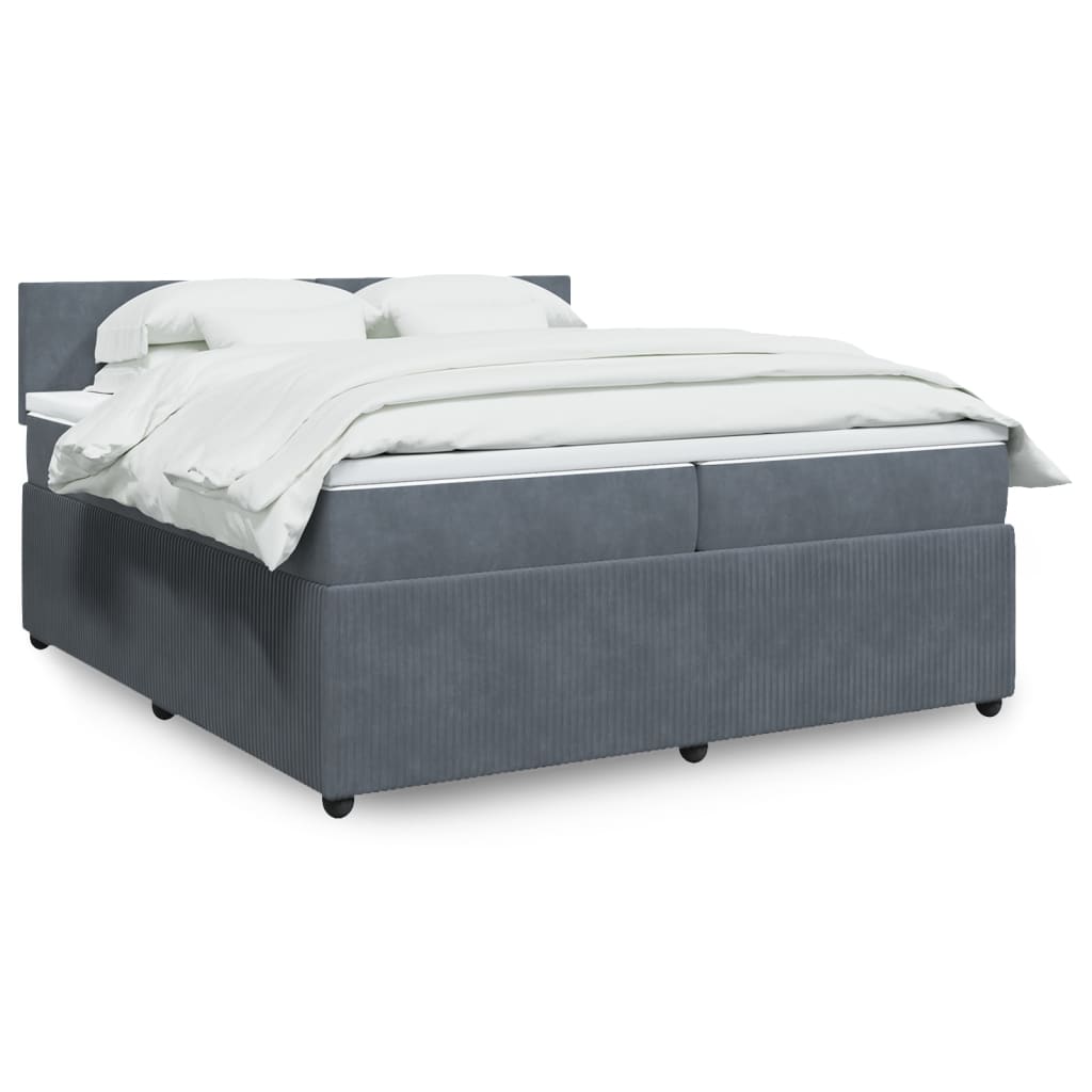 Box Spring Postel S Matrací Samet Tmavě Šedá