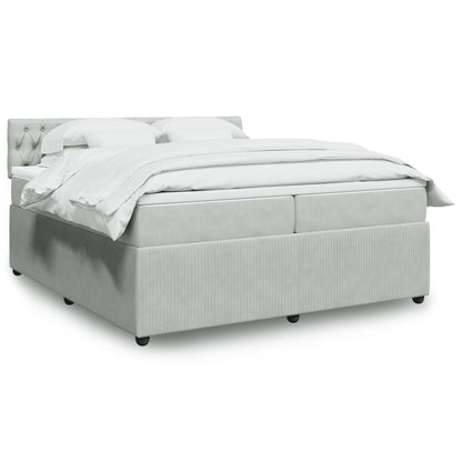 Box Spring Postel S Matrací Samet Světle Šedá