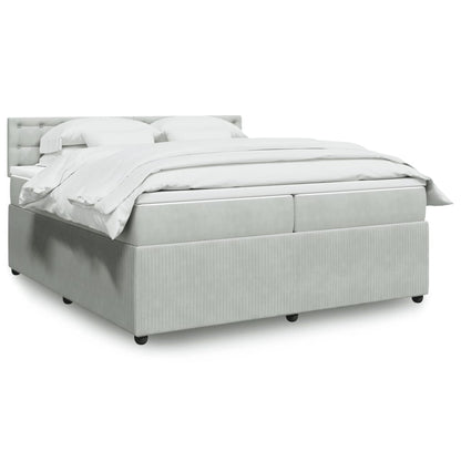 Box Spring Postel S Matrací Samet Světle Šedá