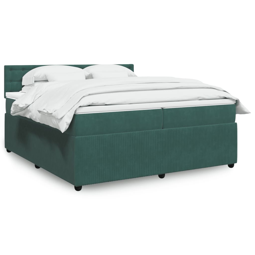 Box Spring Postel S Matrací Samet Tmavě Zelená