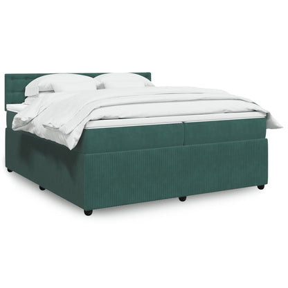 Box Spring Postel S Matrací Samet Tmavě Zelená