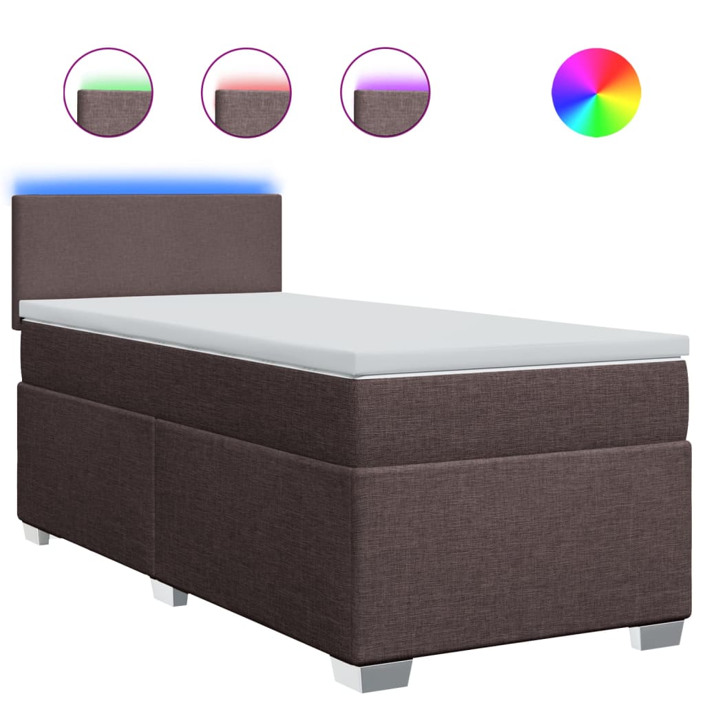 Box Spring Postel S Matrací Textil Tmavě Hnědá