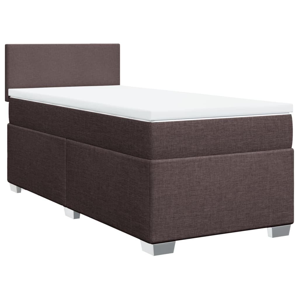 Box Spring Postel S Matrací Textil Tmavě Hnědá