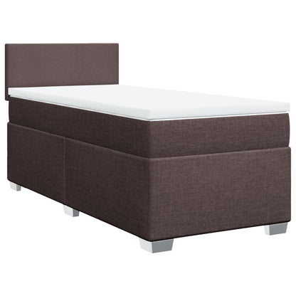 Box Spring Postel S Matrací Textil Tmavě Hnědá
