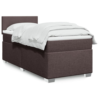 Box Spring Postel S Matrací Textil Tmavě Hnědá