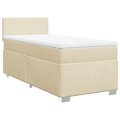 Box Spring Postel S Matrací Textil Krémová