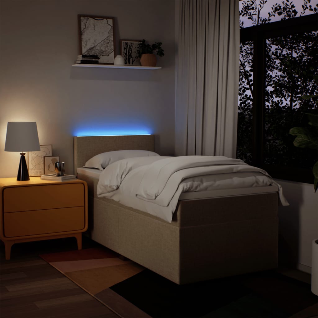 Box Spring Postel S Matrací Textil Krémová