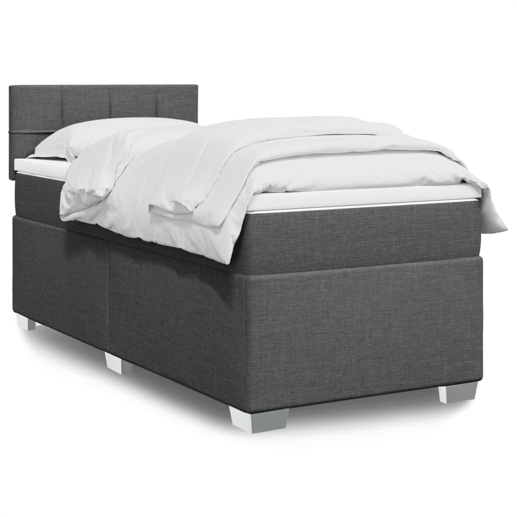 Box Spring Postel S Matrací Textil Tmavě Šedá