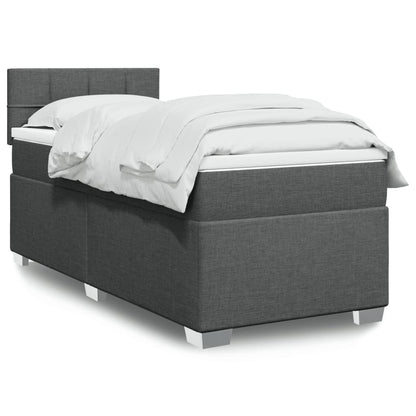 Box Spring Postel S Matrací Textil Tmavě Šedá