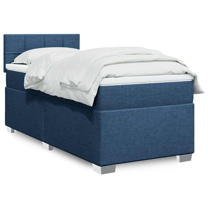 Box Spring Postel S Matrací Textil Modrá