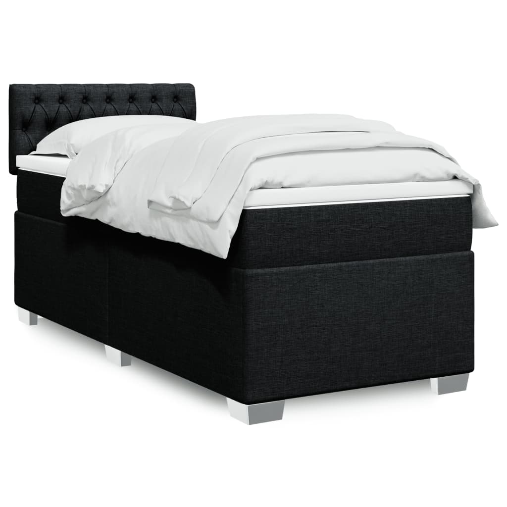 Box Spring Postel S Matrací Černá Textil Černá