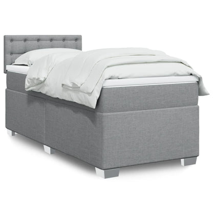 Box Spring Postel S Matrací Textil Světle Šedá