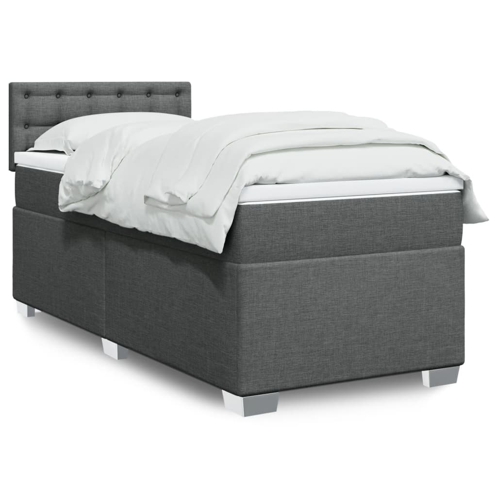 Box Spring Postel S Matrací Textil Tmavě Šedá