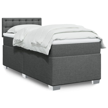 Box Spring Postel S Matrací Textil Tmavě Šedá