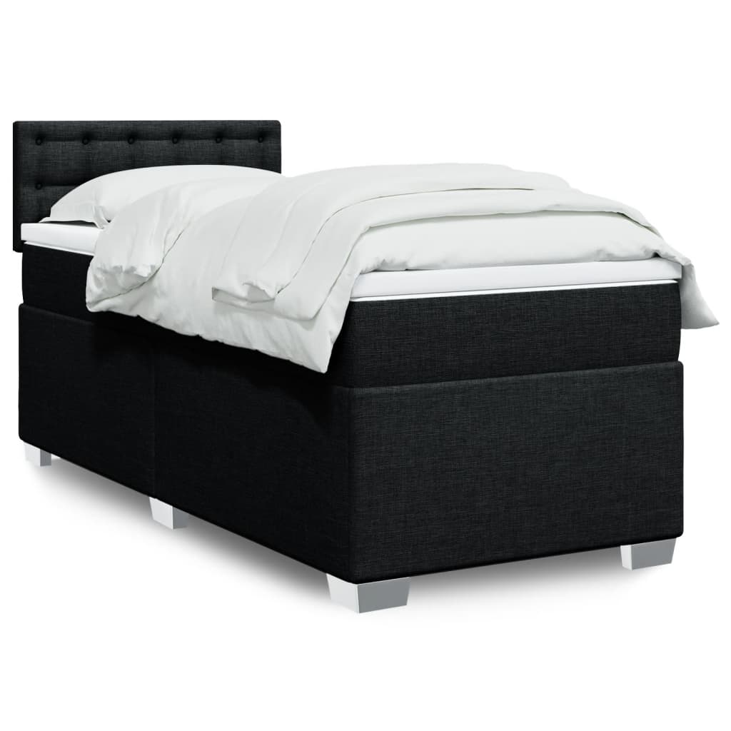 Box Spring Postel S Matrací Černá Textil Černá
