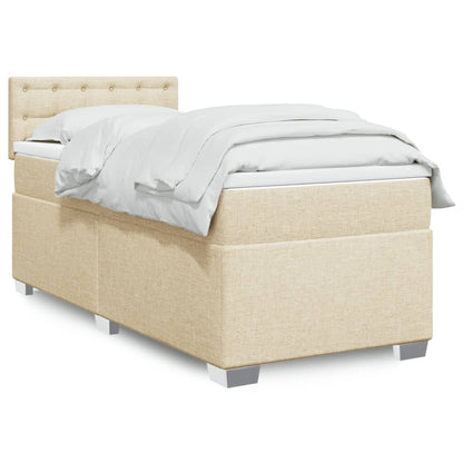Box Spring Postel S Matrací Textil Krémová