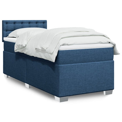 Box Spring Postel S Matrací Textil Modrá