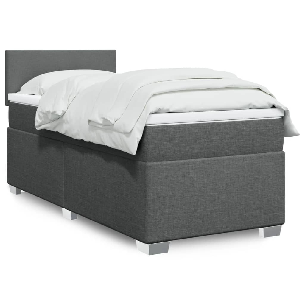 Box Spring Postel S Matrací Textil Tmavě Šedá