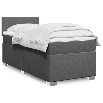Box Spring Postel S Matrací Textil Tmavě Šedá
