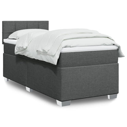 Box Spring Postel S Matrací Textil Tmavě Šedá