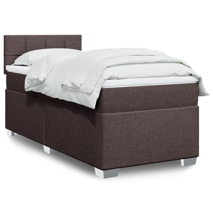 Box Spring Postel S Matrací Textil Tmavě Hnědá