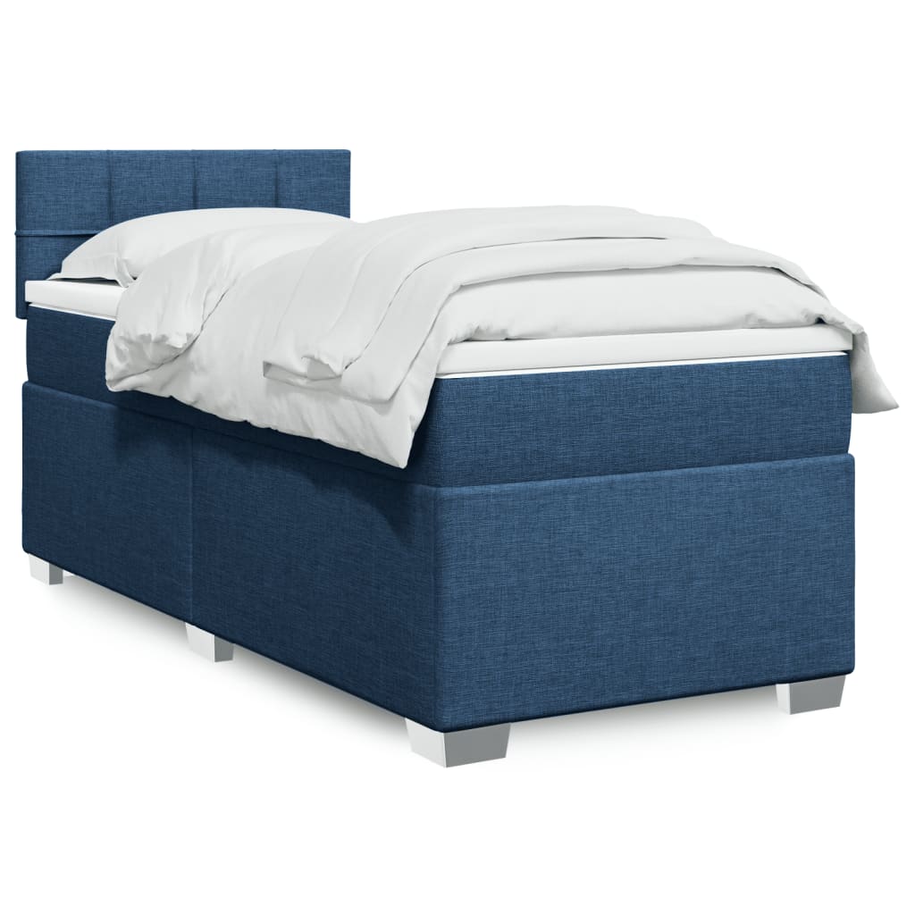 Box Spring Postel S Matrací Textil Modrá
