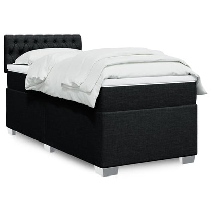 Box Spring Postel S Matrací Černá Textil Černá