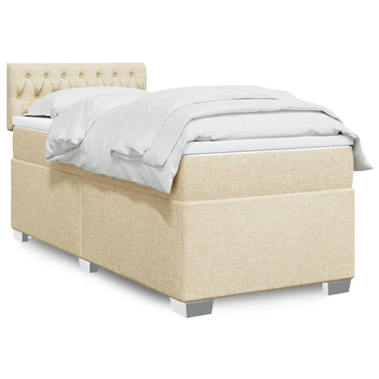 Box Spring Postel S Matrací Textil Krémová