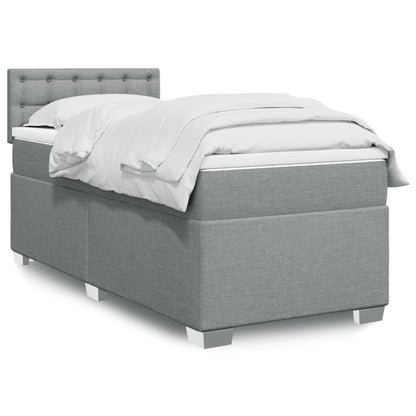 Box Spring Postel S Matrací Textil Světle Šedá