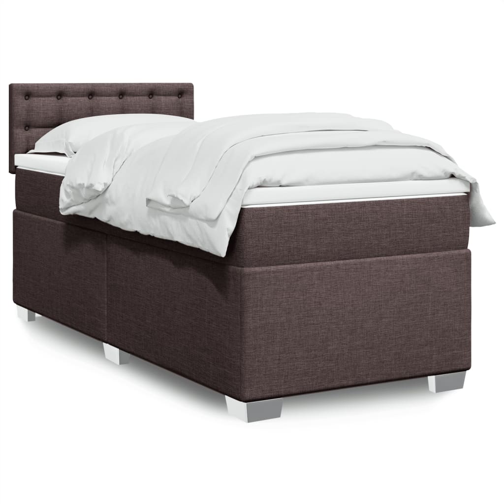 Box Spring Postel S Matrací Textil Tmavě Hnědá