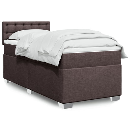 Box Spring Postel S Matrací Textil Tmavě Hnědá