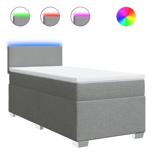 Box Spring Postel S Matrací Textil Světle Šedá