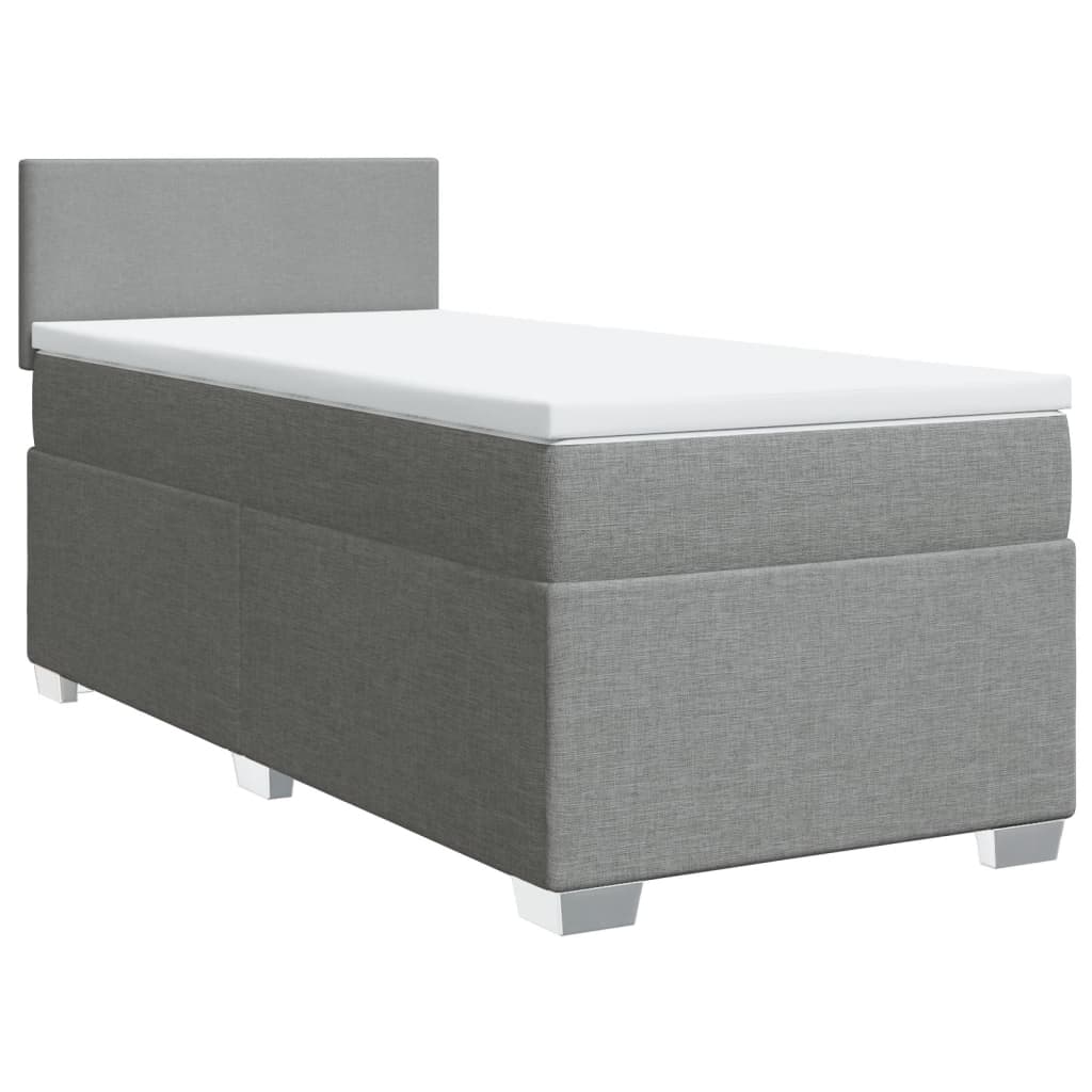 Box Spring Postel S Matrací Textil Světle Šedá