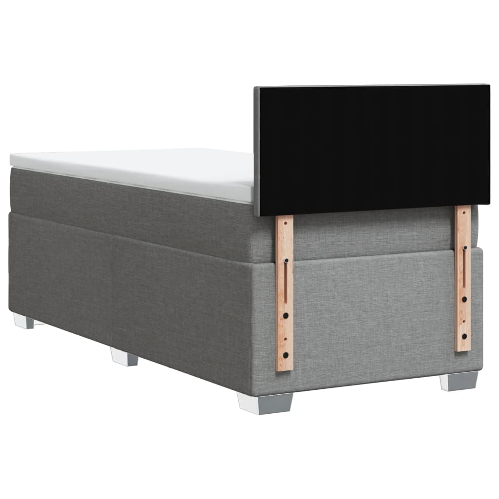Box Spring Postel S Matrací Textil Světle Šedá