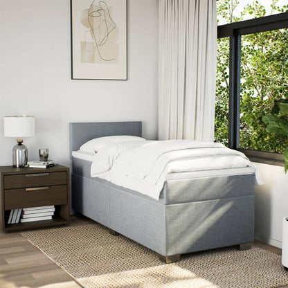 Box Spring Postel S Matrací Textil Světle Šedá