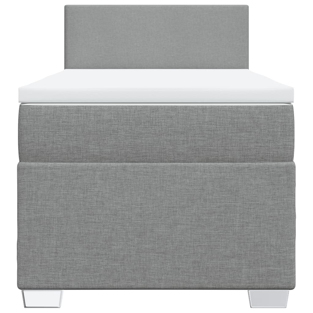 Box Spring Postel S Matrací Textil Světle Šedá